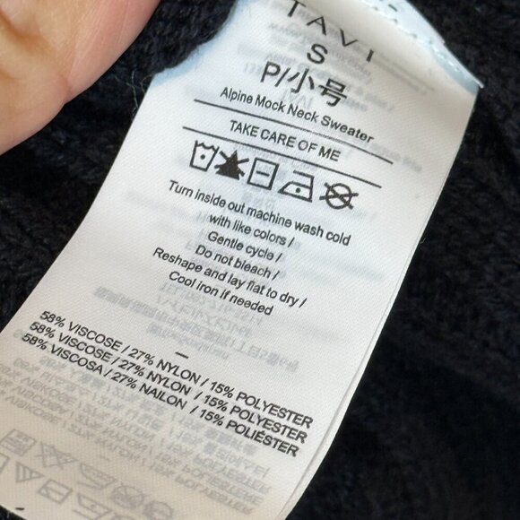 Black Tunic Sweater Mock Neck Ribbed Alpine Oversized Relaxed Small - Picture 8 of 10